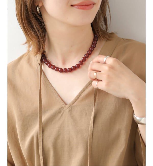 JOURNAL STANDARD relume「【HASHIBAMI/ハシバミ】マルタマ天然石ネックレス」|ネックレス|レッド