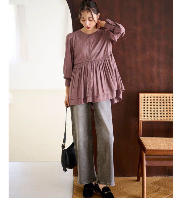 ANY SIS「【洗える】セミワイド デニムパンツ」|デニム|