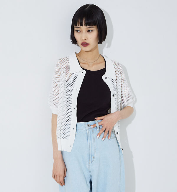 NOMINE「メッシュニットポロカーデ」|ポロシャツ|