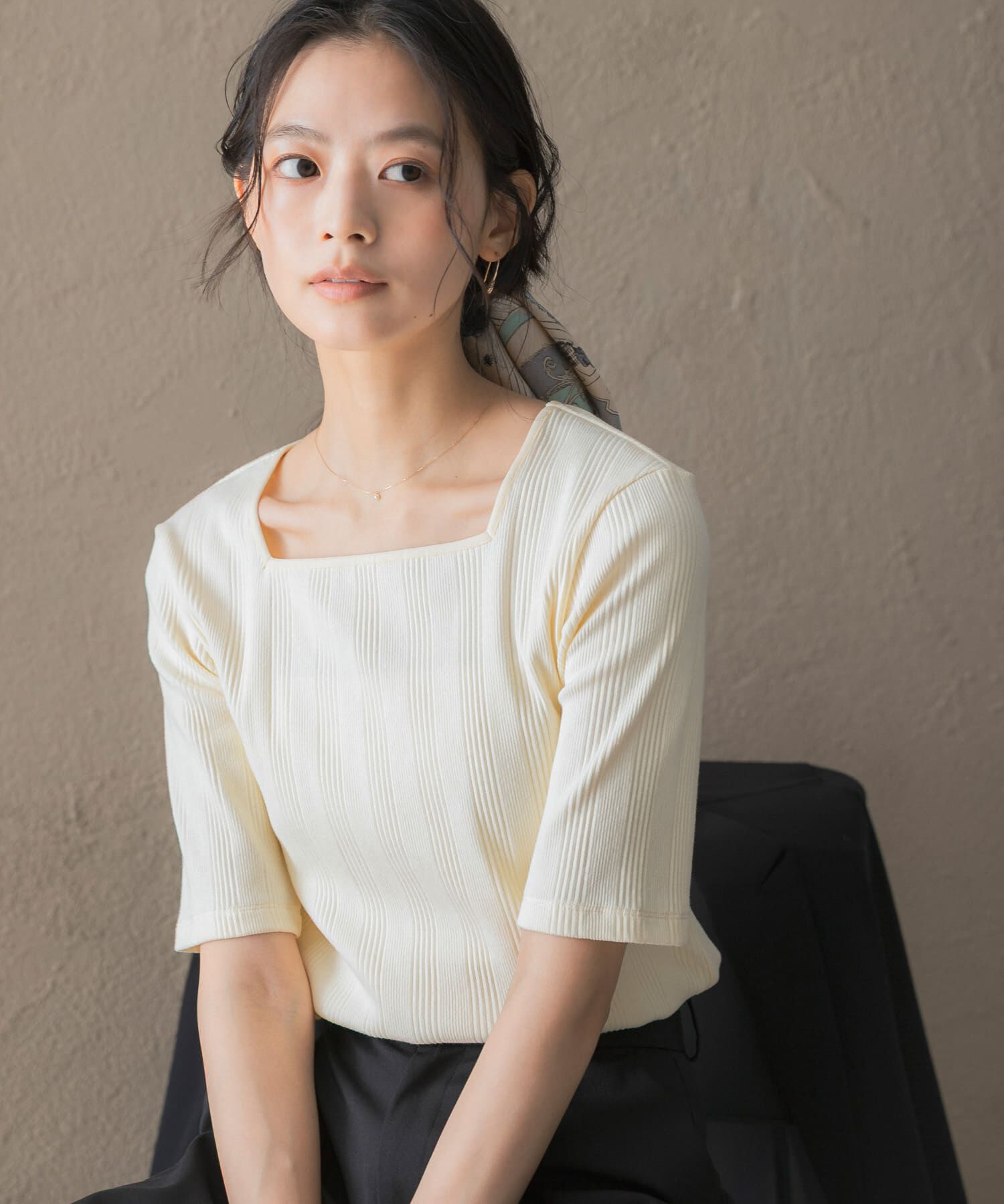 URBAN RESEARCH ROSSO「汗染み防止スクエアネックプルオーバー」|Tシャツ・カットソー|