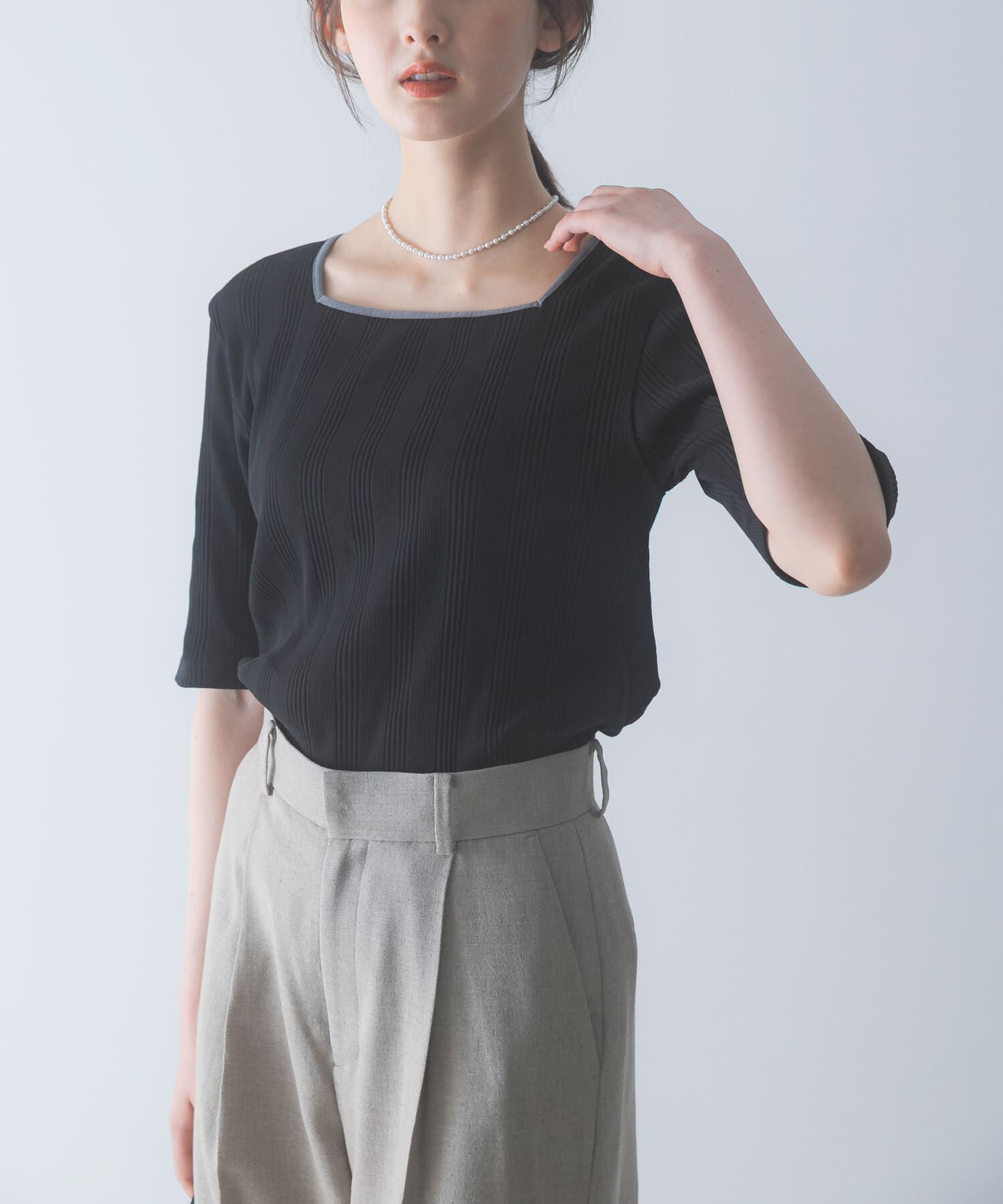 URBAN RESEARCH ROSSO「汗染み防止スクエアネックプルオーバー」|Tシャツ・カットソー|