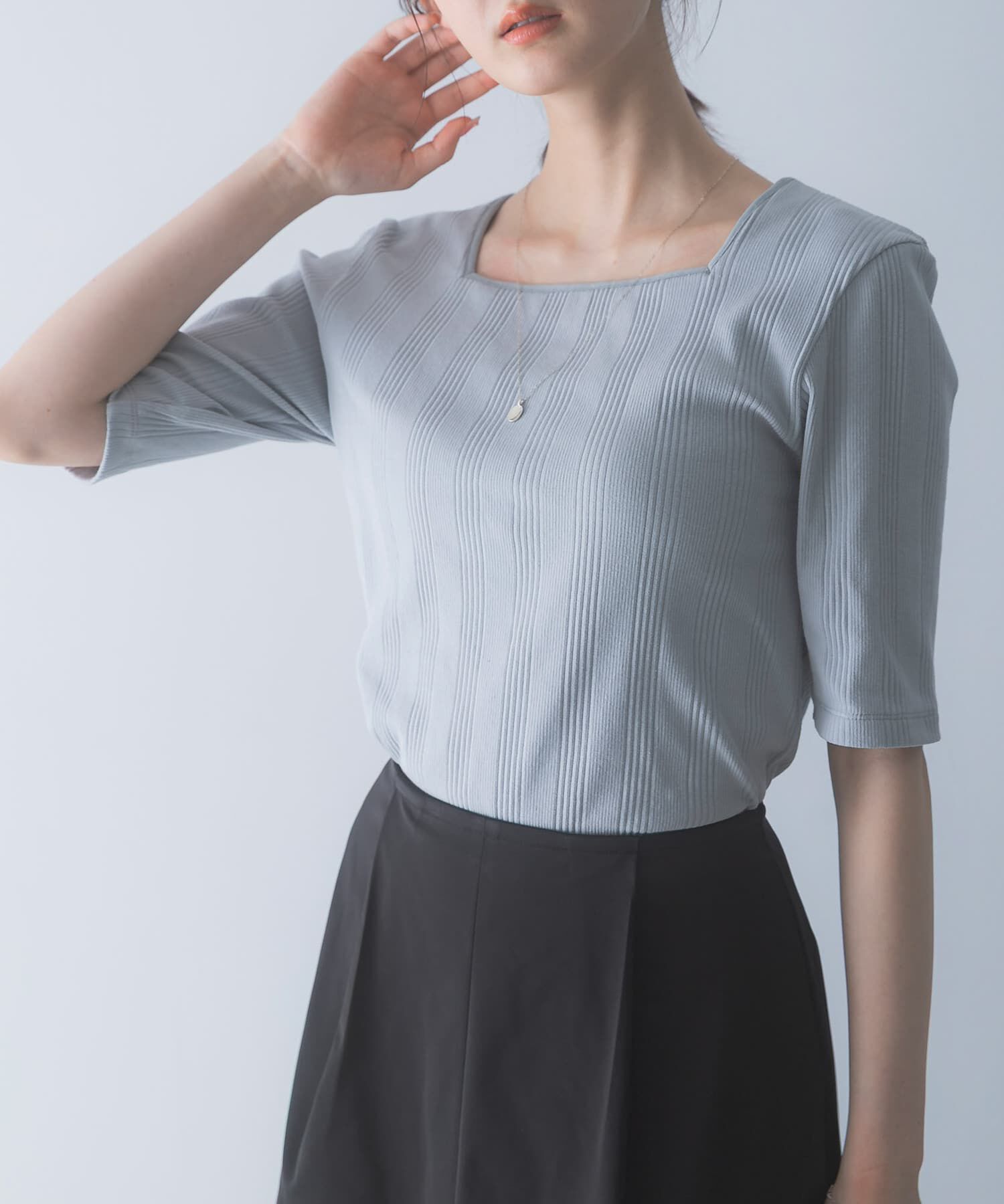 URBAN RESEARCH ROSSO「汗染み防止スクエアネックプルオーバー」|Tシャツ・カットソー|