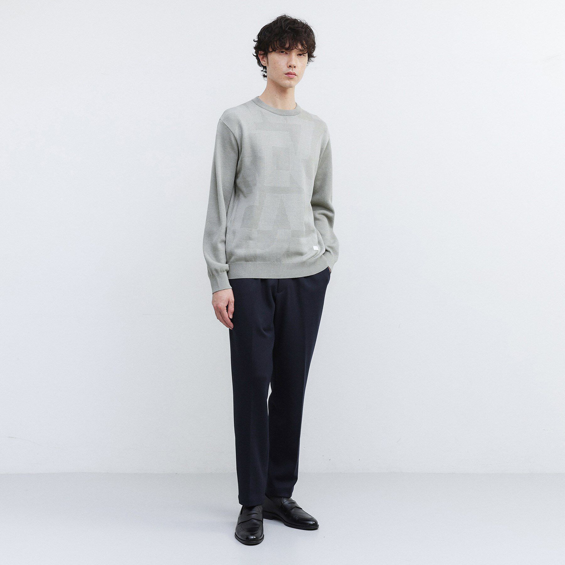 TAKEO KIKUCHI「【Made in JAPAN】ビッグチェック＆スライドパズル柄 ニット」|ニット・セーター|