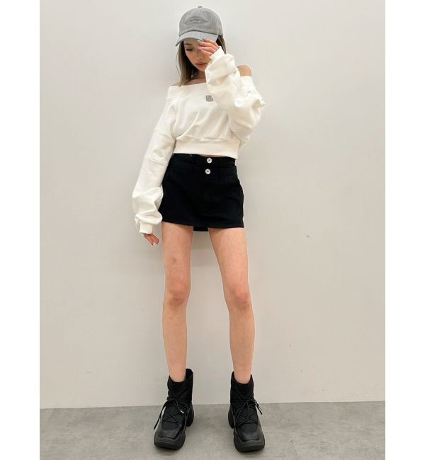 GYDA「Wウエストデザインスカートライクショートパンツ」|スカート|