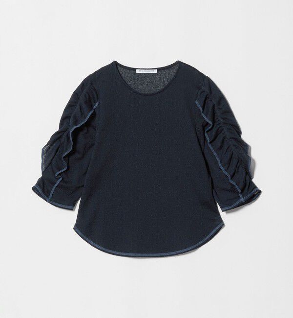 BEAUTY&YOUTH UNITED ARROWS「コットンナイロン ラッフル ジャガードプルオーバー ウォッシャブル」|Tシャツ・カットソー|NAVY
