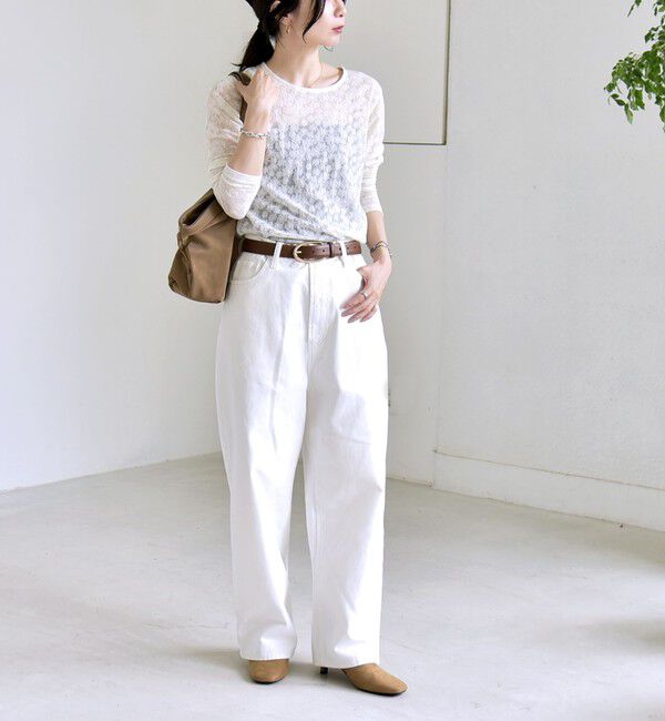 quaranciel「《予約》quaranciel:〈洗濯機可能〉フラワー ジャカード クルーネック プルオーバー」|Tシャツ・カットソー|