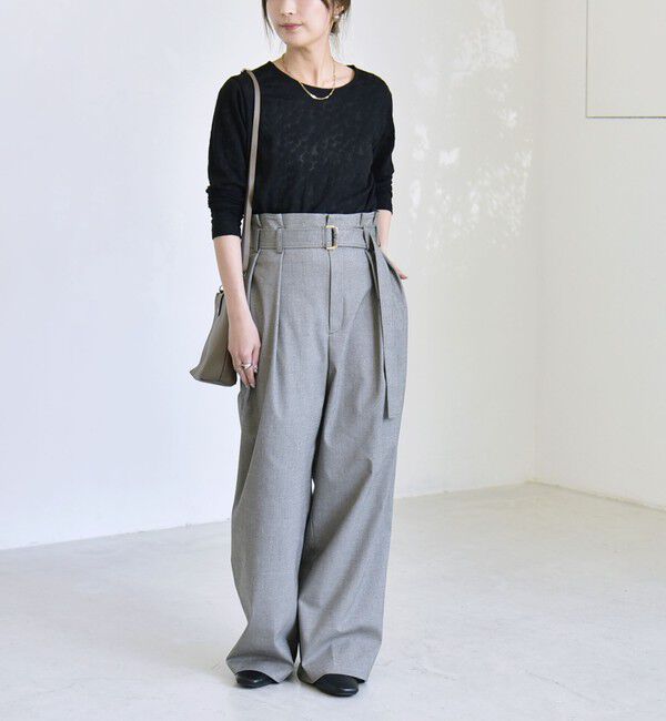 quaranciel「《予約》quaranciel:〈洗濯機可能〉フラワー ジャカード クルーネック プルオーバー」|Tシャツ・カットソー|