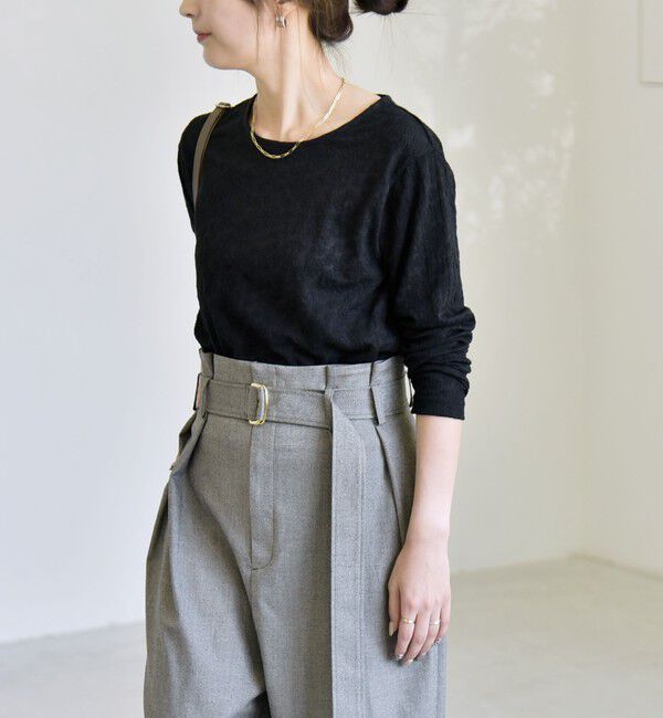 quaranciel「《予約》quaranciel:〈洗濯機可能〉フラワー ジャカード クルーネック プルオーバー」|Tシャツ・カットソー|