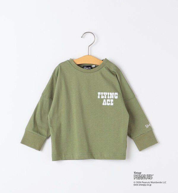 SHIPS KIDS「SHIPS KIDS:80～90cm / PEANUTS FA プリント ロングスリーブ Tシャツ」|Tシャツ・カットソー|オリーブ