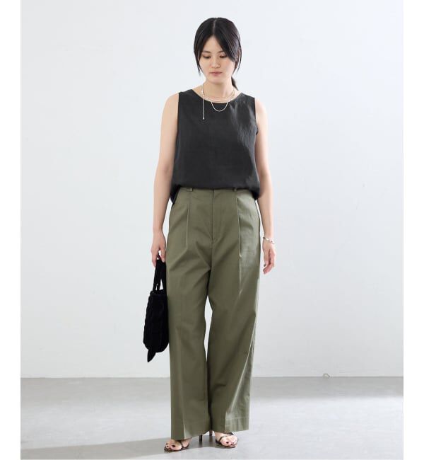IENA「《接触冷感/セットアップ対応》シルキータフタノースリーブブラウス」|シャツ・ブラウス|