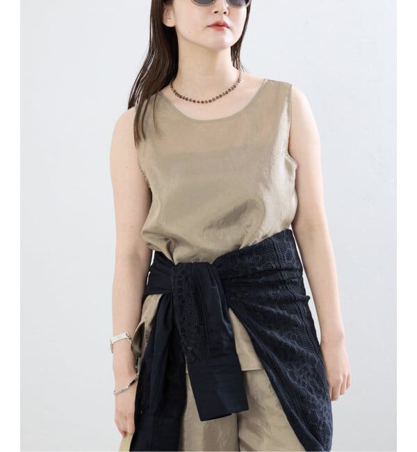 IENA「《接触冷感/セットアップ対応》シルキータフタノースリーブブラウス」|シャツ・ブラウス|