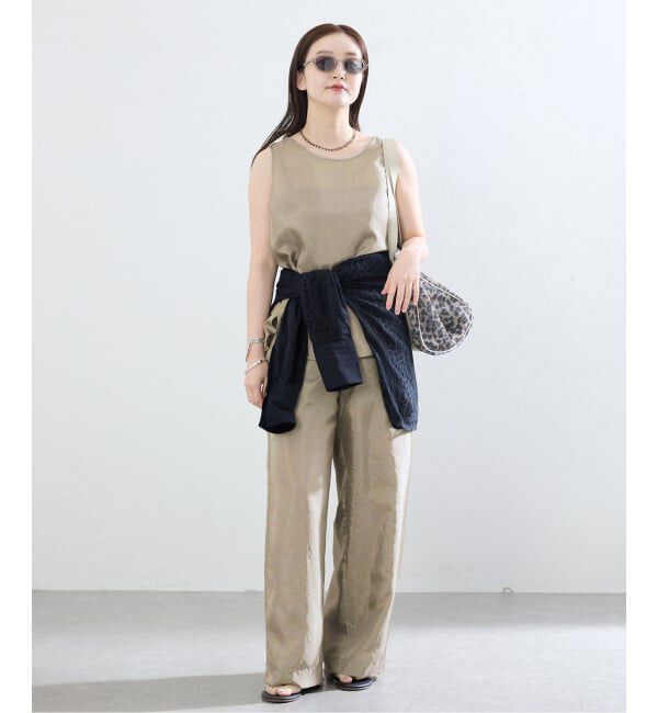 IENA「《接触冷感/セットアップ対応》シルキータフタノースリーブブラウス」|シャツ・ブラウス|