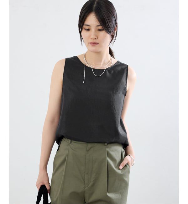 IENA「《接触冷感/セットアップ対応》シルキータフタノースリーブブラウス」|シャツ・ブラウス|