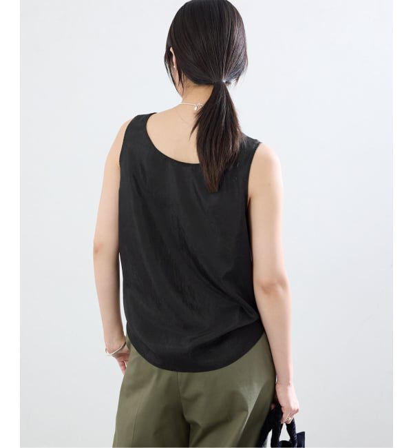 IENA「《接触冷感/セットアップ対応》シルキータフタノースリーブブラウス」|シャツ・ブラウス|