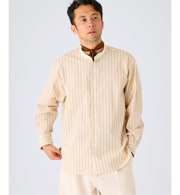 EDIFICE「《予約》ALBINI クレリック バンド カラー シャツ」|シャツ・ブラウス|ベージュ