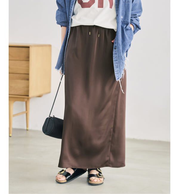 Spick and Span「《予約》サテンイージーIラインスカート」|スカート|