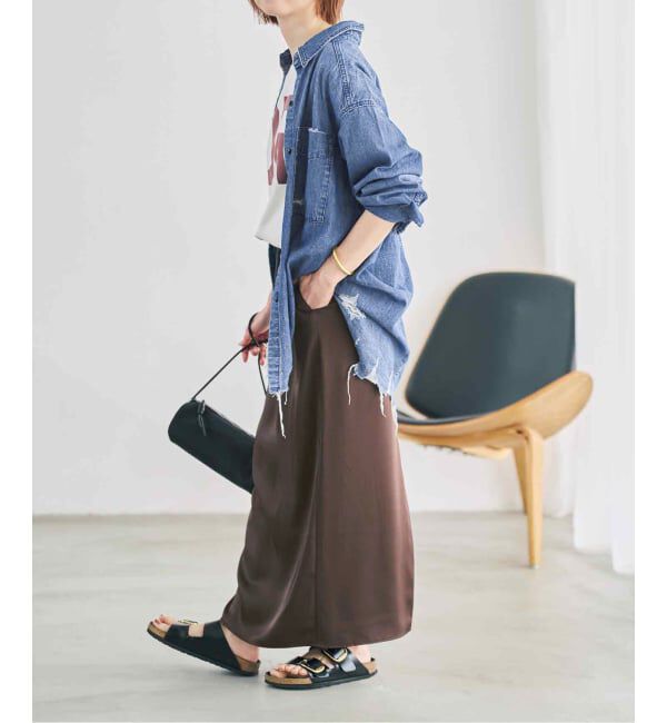 Spick and Span「《予約》サテンイージーIラインスカート」|スカート|