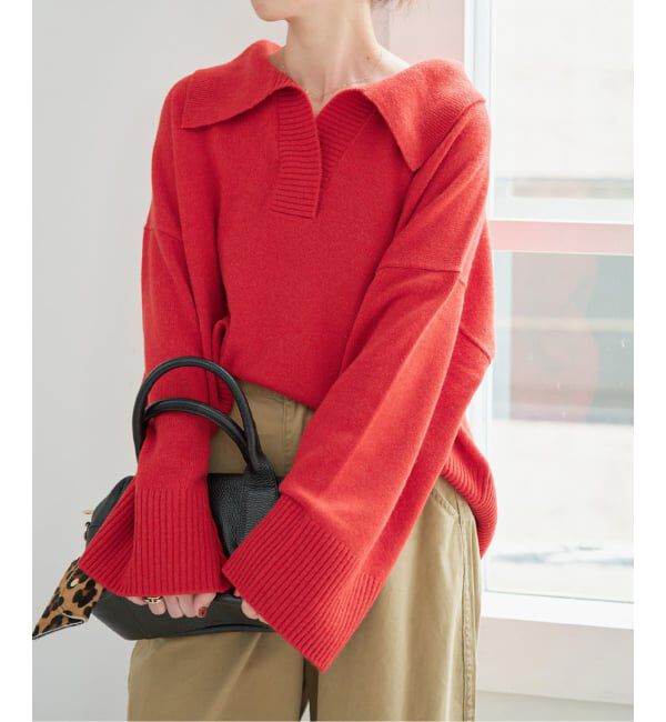 Spick and Span「《予約》ルーズウールポロシャツニット」|ニット・セーター|