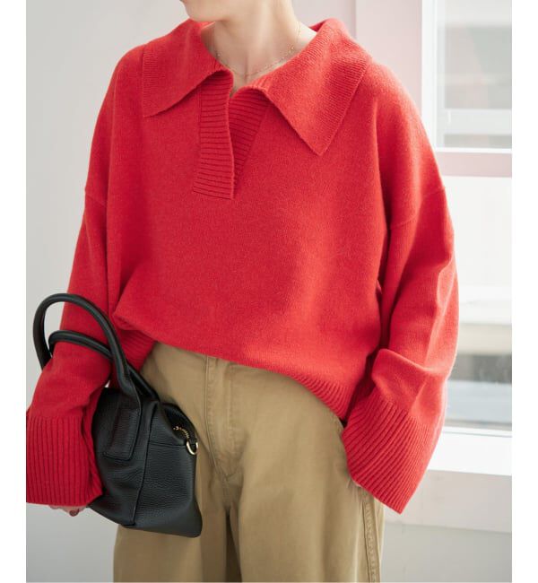 Spick and Span「《予約》ルーズウールポロシャツニット」|ニット・セーター|