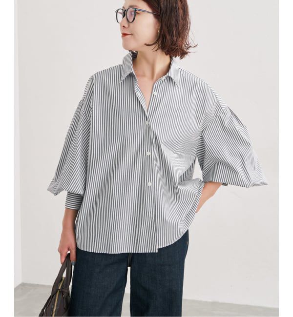 Spick and Span「《予約》CO/PEギャザースリーブシャツ」|シャツ・ブラウス|