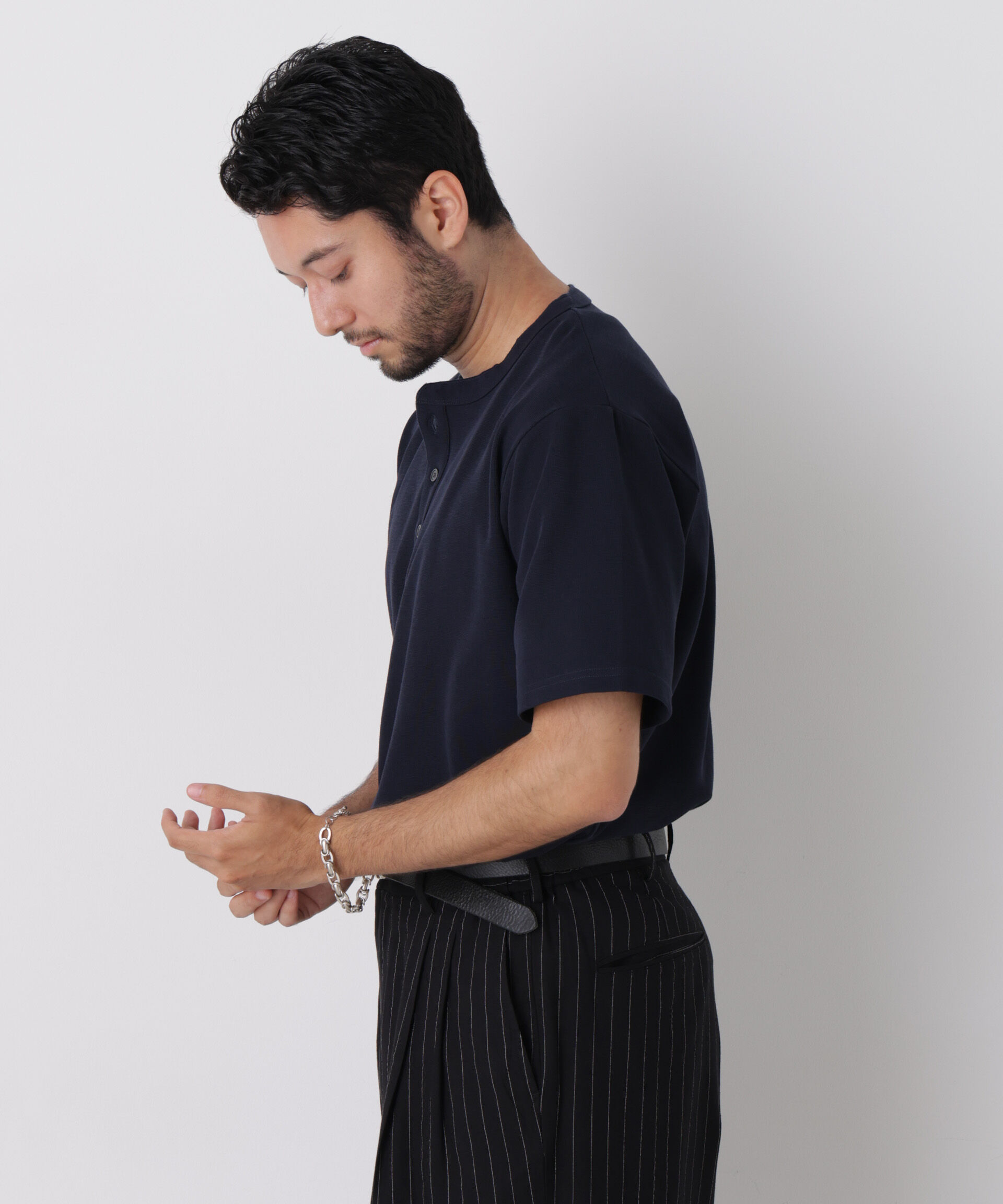 NANO universe「60サーフニットヘンリーTシャツ 半袖」|Tシャツ・カットソー|