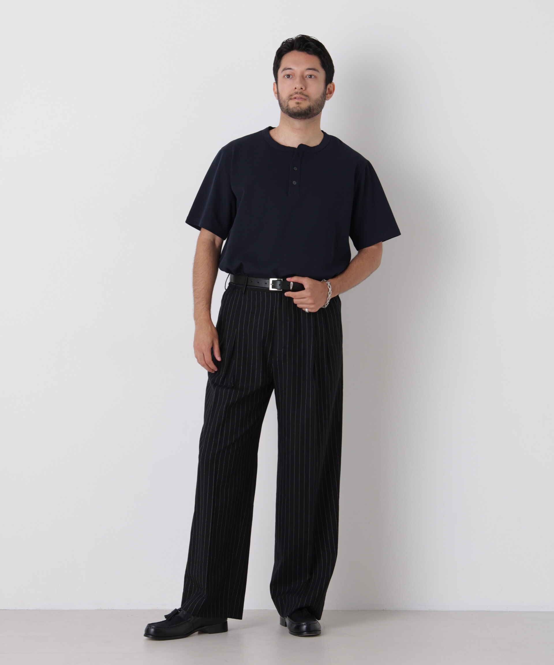 NANO universe「60サーフニットヘンリーTシャツ 半袖」|Tシャツ・カットソー|