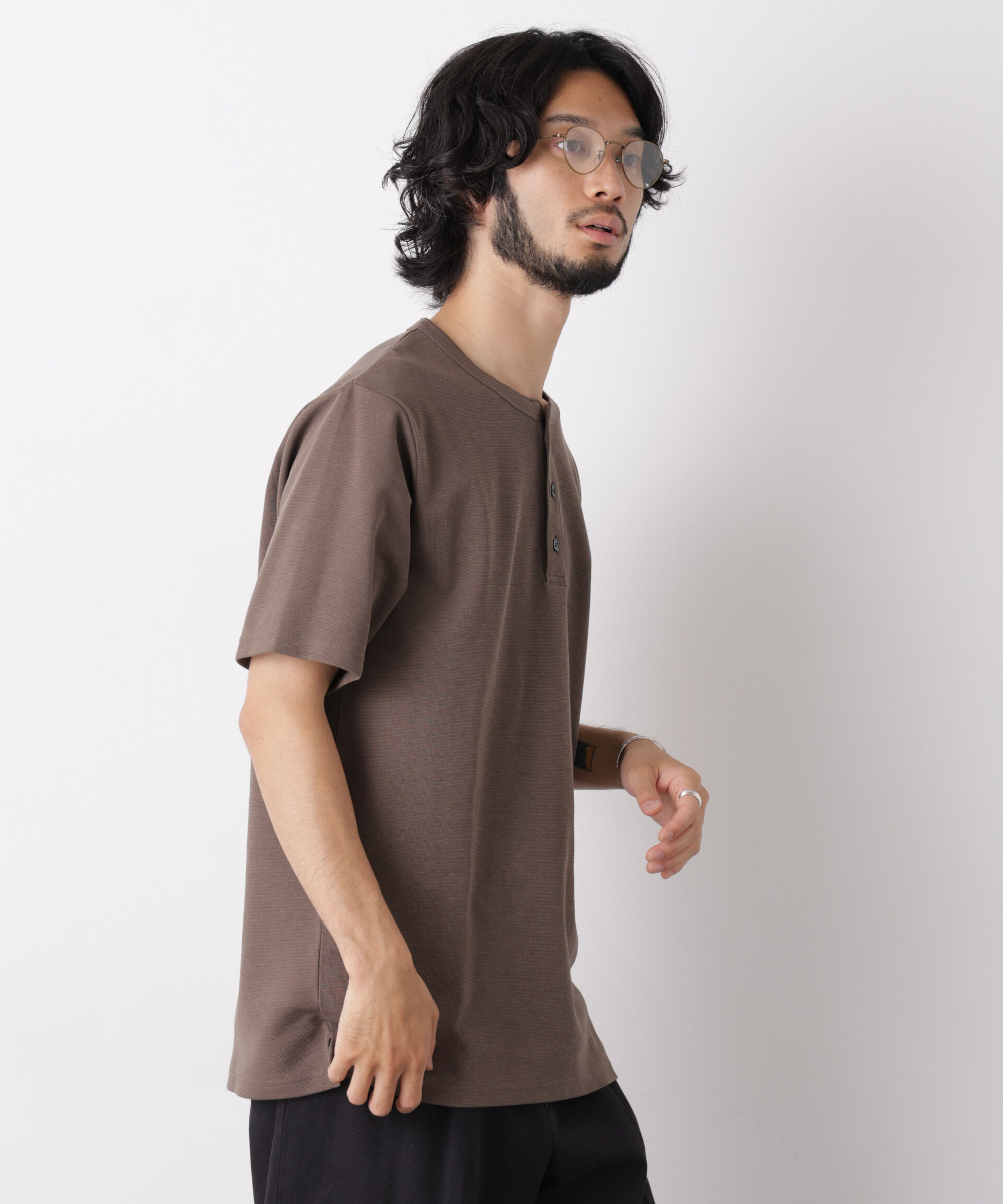 NANO universe「60サーフニットヘンリーTシャツ 半袖」|Tシャツ・カットソー|