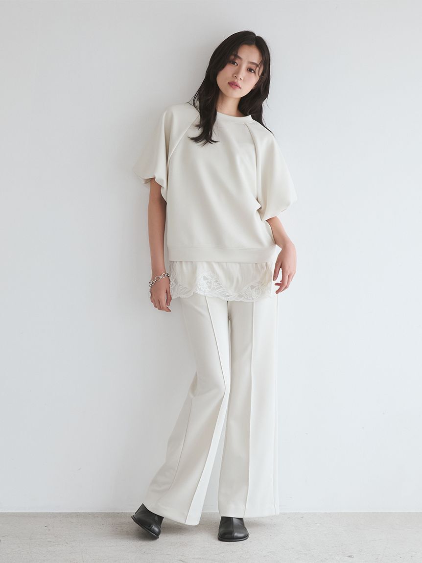 Mila Owen「シルキータッチレースレイヤードトップス」|Tシャツ・カットソー|