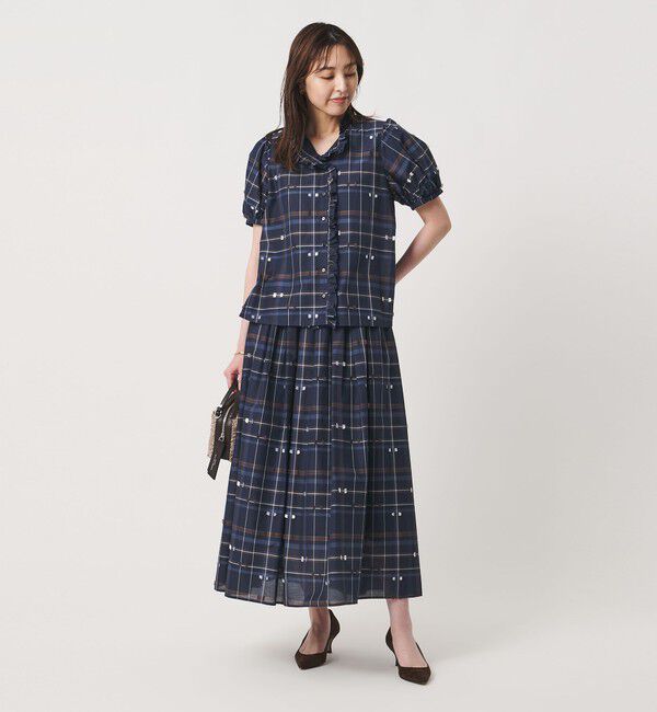 UNITED ARROWS「チェック リボン カットジャガード スカート」|スカート|