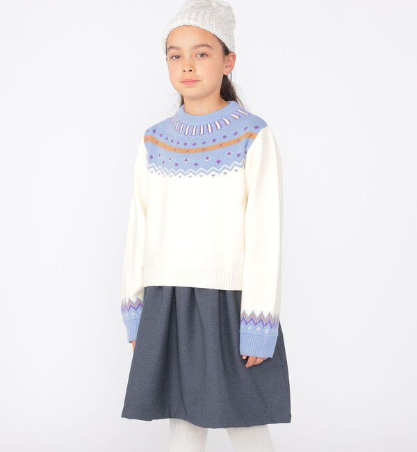 SHIPS KIDS「SHIPS KIDS:145～160cm / ＜手洗い可能＞ ノルディック レイヤード ワンピース」|ワンピース|オフホワイト