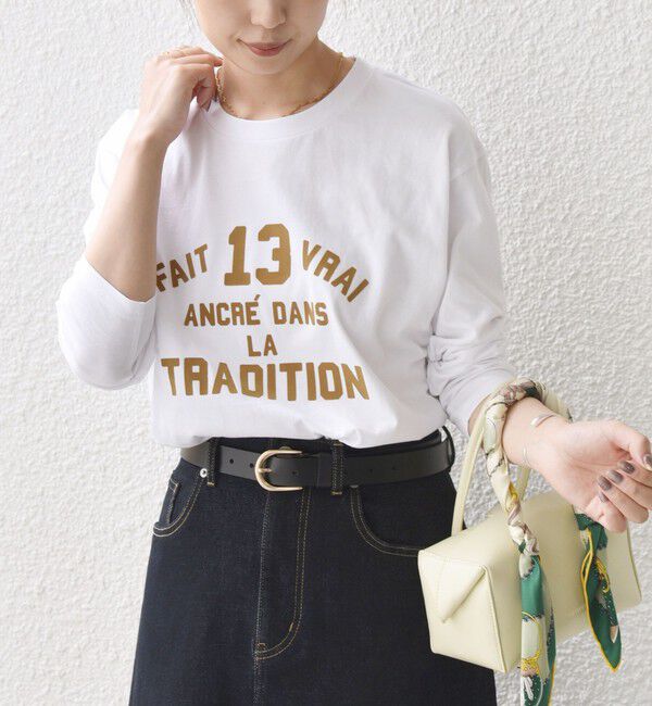 SHIPS Colors 「《一部追加・新色予約》【WEB限定】SHIPS Colors:〈洗濯機可能〉フロッキー ロゴ TEE（ロンT）◆」|Tシャツ・カットソー|キャメル
