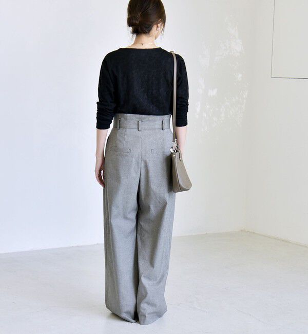 quaranciel「《予約》quaranciel:〈洗濯機可能〉フラワー ジャカード クルーネック プルオーバー」|Tシャツ・カットソー|