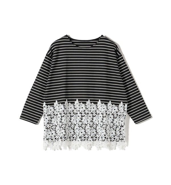 SHIPS Colors 「《予約》【WEB限定】SHIPS Colors:ポンチ レース コンビ トップス（ボーダー）2◆」|Tシャツ・カットソー|