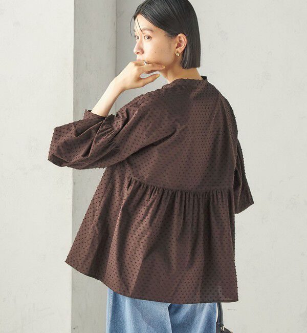 SHIPS for women「《予約》〈手洗い可能〉カット ジャカード ウエスト 切替 オープン ブラウス」|シャツ・ブラウス|