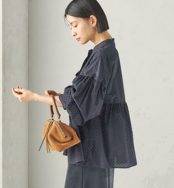 SHIPS for women「《予約》〈手洗い可能〉カット ジャカード ウエスト 切替 オープン ブラウス」|シャツ・ブラウス|
