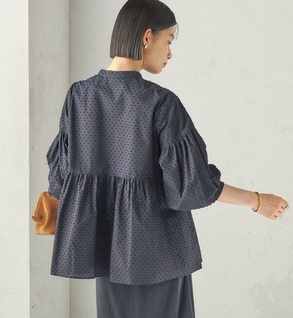 SHIPS for women「《予約》〈手洗い可能〉カット ジャカード ウエスト 切替 オープン ブラウス」|シャツ・ブラウス|