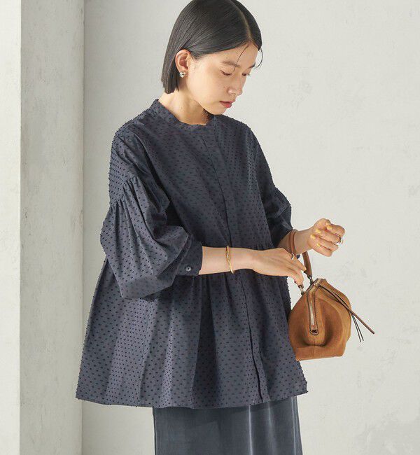 SHIPS for women「《予約》〈手洗い可能〉カット ジャカード ウエスト 切替 オープン ブラウス」|シャツ・ブラウス|