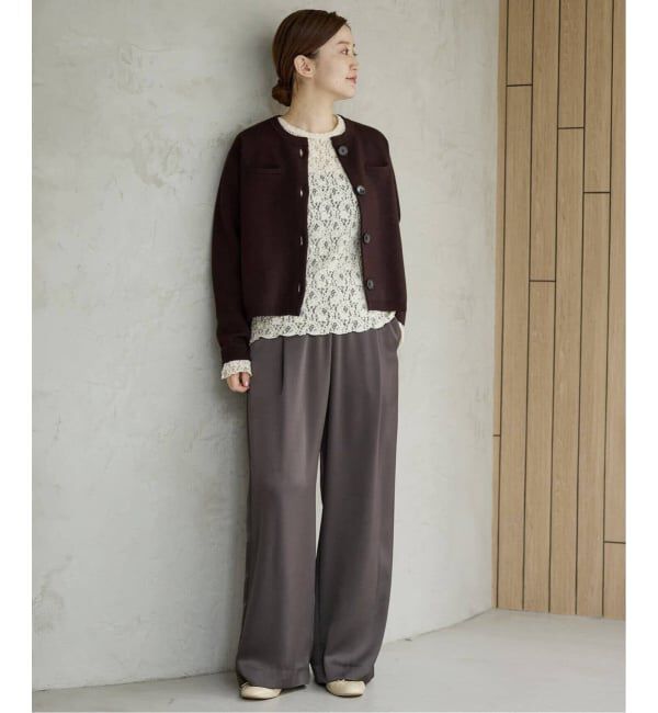 IENA「《一部カラーWEB限定/追加4》Flowerストレッチレースプルオーバー」|Tシャツ・カットソー|