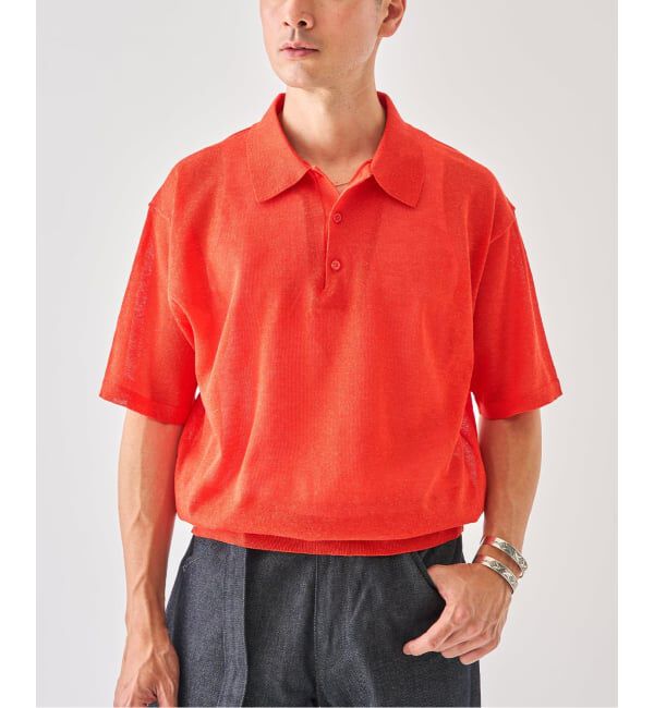 EDIFICE「LINEN LUXE ニット ポロ」|ポロシャツ|レッド
