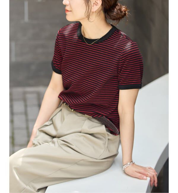 JOURNAL STANDARD「パイルボーダーT」|Tシャツ・カットソー|ブラック A