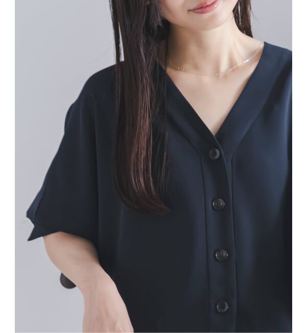 NOBLE「《WEB限定追加予約》エステルダブルクロスカーデブラウス」|シャツ・ブラウス|