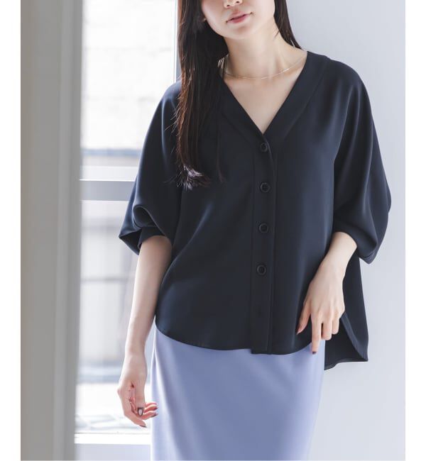 NOBLE「《WEB限定追加予約》エステルダブルクロスカーデブラウス」|シャツ・ブラウス|