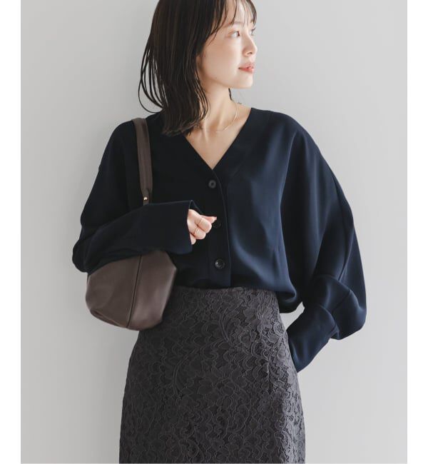 NOBLE「《WEB限定追加予約》エステルダブルクロスカーデブラウス」|シャツ・ブラウス|