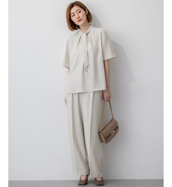 23区「【UVカット/接触冷感/吸水速乾】ストレッチジョーゼット ボウタイ カットソー」|Tシャツ・カットソー|