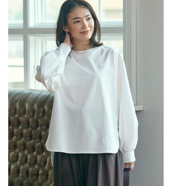 LACOSTE「【オンライン限定】LACOSTE バルーンスリーブ サイドスリット オーバーサイズTシャツ」|Tシャツ・カットソー|ホワイト
