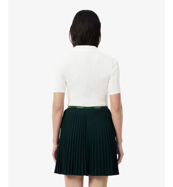LACOSTE「透かし編みブランドネームロゴニットポロシャツ」|ポロシャツ|