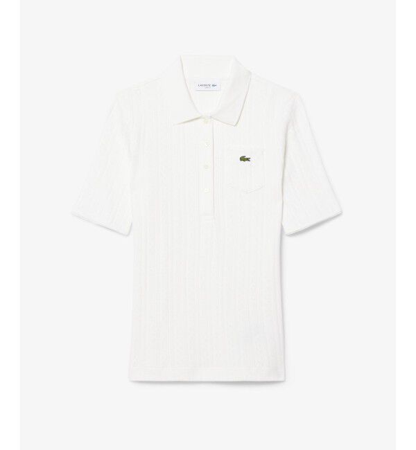 LACOSTE「透かし編みブランドネームロゴニットポロシャツ」|ポロシャツ|