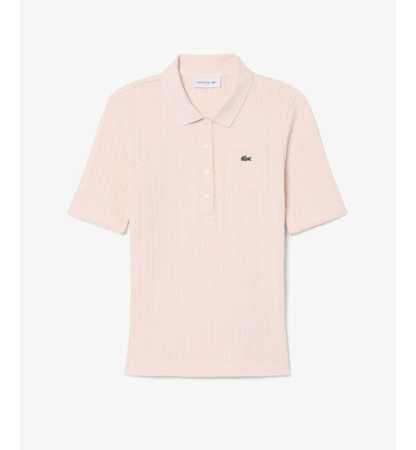 LACOSTE「透かし編みブランドネームロゴニットポロシャツ」|ポロシャツ|