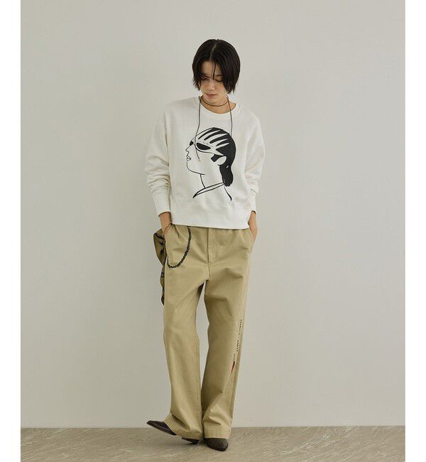 SALON adam et rope'「【Camille de Cussac by SALON】アートプリントトラウザーズパンツ / セットアップ対応」|チノ|