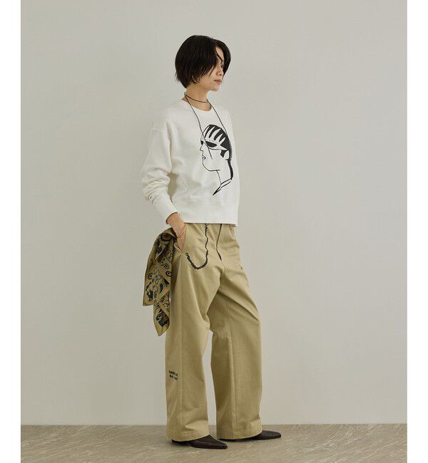 SALON adam et rope'「【Camille de Cussac by SALON】アートプリントトラウザーズパンツ / セットアップ対応」|チノ|
